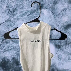 NWT Forever 21 White Ribbed Mock Neck‎ Sleeveless Top